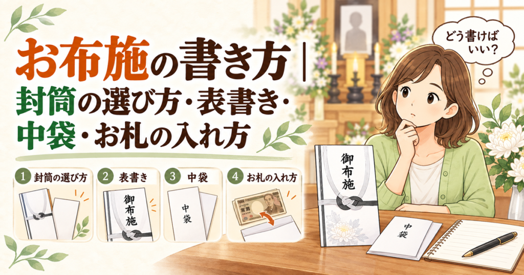 お布施の書き方｜封筒の選び方・表書き・中袋・お札の入れ方を解説